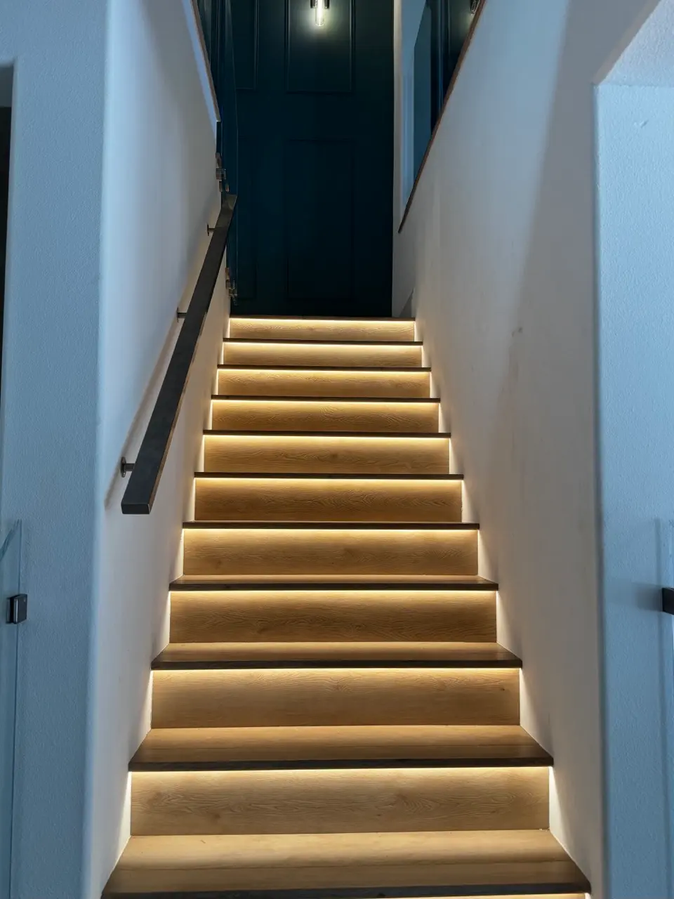 Stairwell wall before the Venetian plaster finish, in a private Orange County residence.