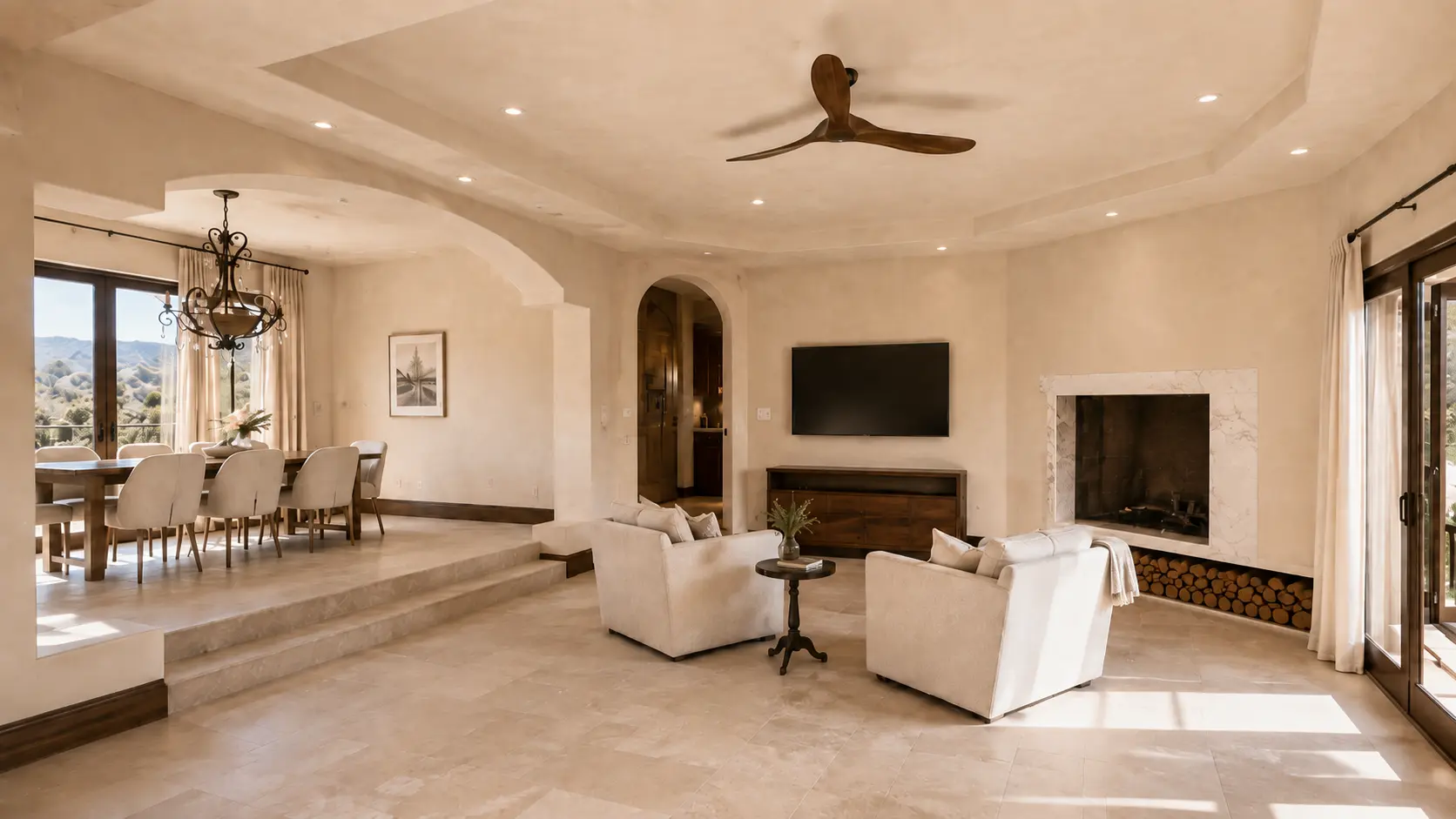 Illustration of a Venetian plaster hallway - smooth, polished mineral wall